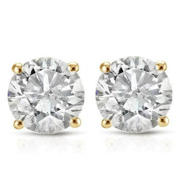 Pompeii 1/2Ct Round Diamond Studs Earrings in 14K Yellow Gold Basket Setting (H-I,I2-I3)