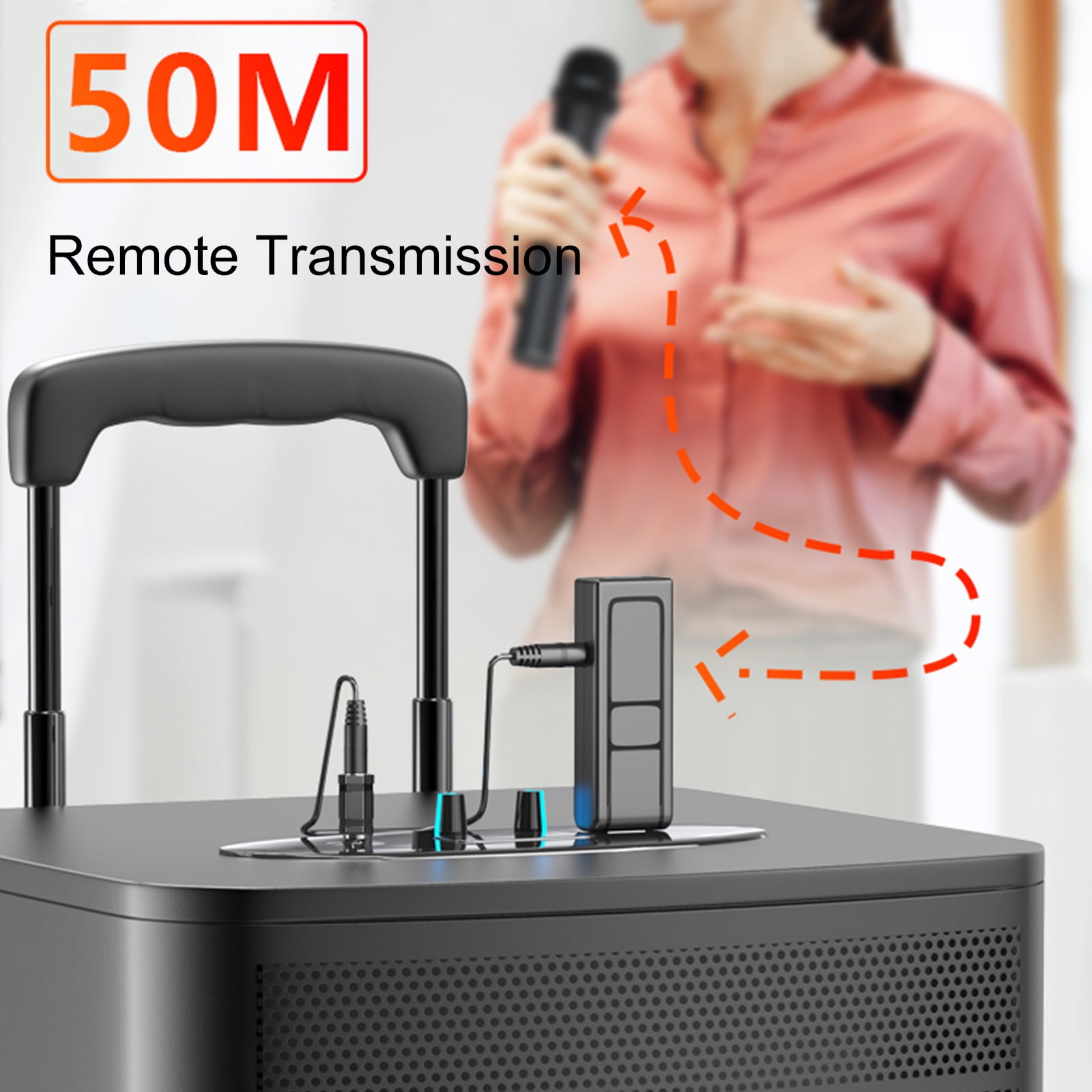 VHF Wireless Microphone, 2/1Pcs Universal Handheld Wireless Microphone, Portable Dynamic Mic with 3.5mm to 6.35mm Receiver for Karaoke/Business Meeting, Sing, Speech