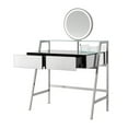 thumbnail image 4 of Mirrored Makeup Vanity Desk with Mirror and Lights, 2 Big Drawers, Open Shelf & Charging Station, For Bedroom, Silver, 4 of 9