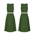 thumbnail image 5 of SOOMLON 2 Piece Skirt Set for Women Crew Neck Sleeveless Shirt Draped A Line Midi Skirt with Pockets High Waisted Outfits, 5 of 7