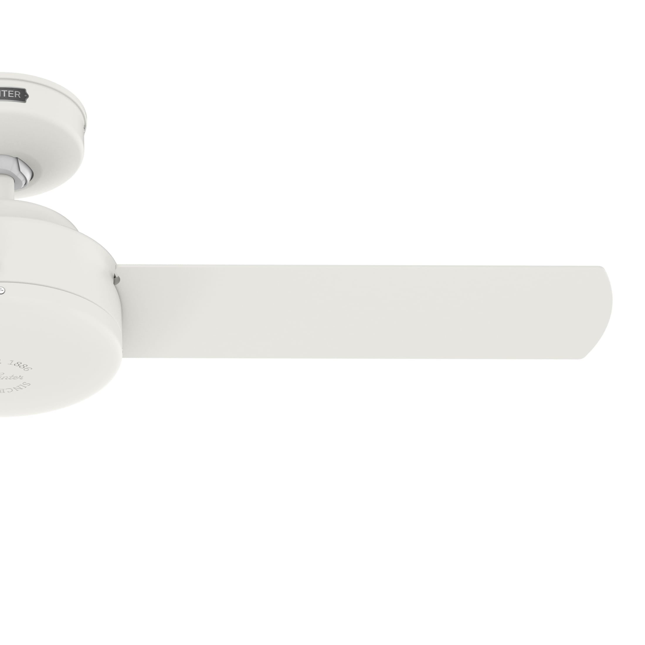 Hunter 44 inch Indoor Ceiling Fan No Light - White Modern Ceiling Fan without Light, 3 Blades, Standard Mount, For Bedroom, Living Room, or Kitchen, Wall Control - Presto 51848, Matte White