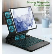 Dexnor for Samsung Galaxy Tab S10+ Plus/S9+ Plus/S9 FE+ Plus/S8+ Plus/S7+ Plus/S7 FE Case with Keyboard 12.4 Floating Cantilever Magnetic Stand Multi-Touch Trackpad Backlit S Pen Holder - Blue