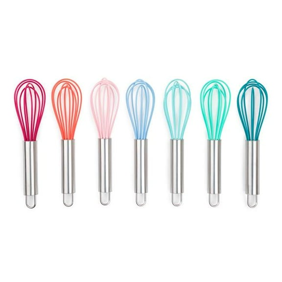 Core Kitchen 6036942 Assorted Color Silicone & Stainless Steel Mini Whisk - Pack of 18