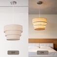 thumbnail image 5 of 3-Tier Linen Drum Chandelier, Modern Ceiling Pendant Lights Fixture E26, Round Adjustable Suspension Hanging Lamp for Dining Room, Fabric Lampshade Chandelier for Kitchen Island, Living room, etc., 5 of 5