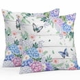 thumbnail image 2 of Throw Pillow Covers 16x16 Inch Set of 2, Watercolor Flowers Waterproof Outdoor Pillow Covers, Spring Butterflies Floral Gray Wood Decorative Cushion Pillowcases for Couch, Sofa, Bed, Garden, Patio, 2 of 9