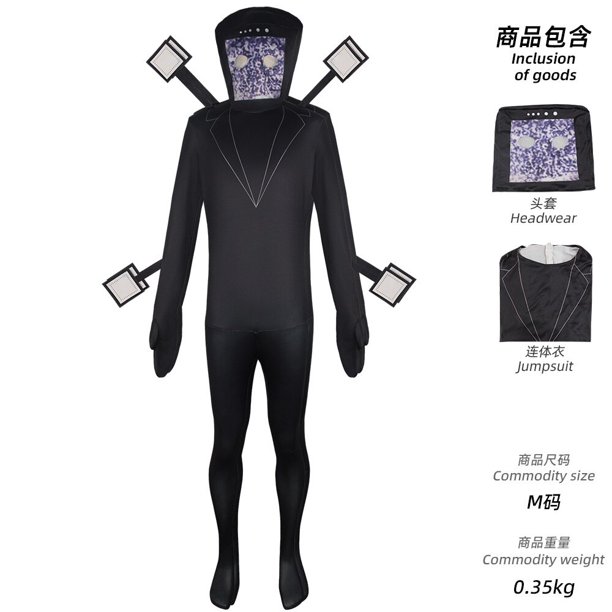 Skibidi Toilet Halloween Bodysuit Skibidi Toilet Game Cosplay Server Toilet Man Monitor TV Man Bodysuit para niños Fans xuanjing unisex