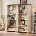 thumbnail image 4 of LELELINKY 70" White 5-Tier Wood Bookshelf with Adjustable Shelves, Freestanding Farmhouse Bookcase, Vintage Display Storage for Classroom, Office, 4 of 9