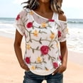 thumbnail image 2 of Women's 2 in 1 Tee Shirt Printed Beach Cover Ups for Women Comfortable Women Baggy Shirts Women Baggy Shirts Going Out Tops for Women Short Sleeve Shirt Women Peasant Tops for Women Womens, 2 of 6