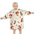thumbnail image 3 of Beige Christmas Santa Pattern Blanket Hoodies for Kids 6-13YR Oversize Wearable Blanket Hoodies for Boys Girls Teens, 3 of 7