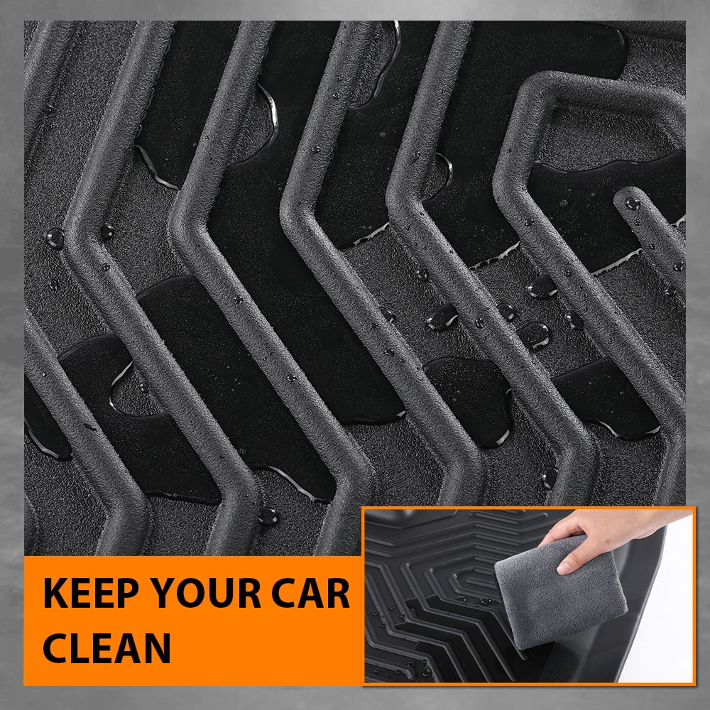 3Pcs Floor Mats TPE All Weather Full Cover Protection Black Fit for 2007-2013 Chevy Silverado/2007-2014 GMC Sierra 1500