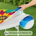 thumbnail image 5 of Tie Dye Colorful Flower Pattern Round Fitted Tablecloth with Elastic Edge,Dining Table Cover Waterproof,Outdoor Round Tablecloth for Camping,Dining,Indoor and Outdoor, 5 of 7
