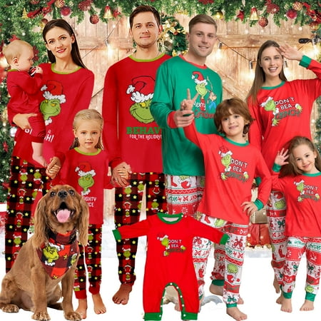

LUXI Christmas Pajamas Set for Family Christmas Matching Jammies Xmas Pjs Holiday Sleepwear for Men Women Couple Kids