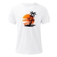 thumbnail image 5 of Meichang T-Shirts Graphiques pour Hommes T-Shirts à Col Rond Imprimés 3D Palmier Tropical Coucher de Soleil Coupe Régulière Manches Courtes T-Shirts d'Entraînement T-Shirts d'Été pour Muscles pour Hommes Aubaines de Liquidation 2024 Blanc 3TG, 5 of 5
