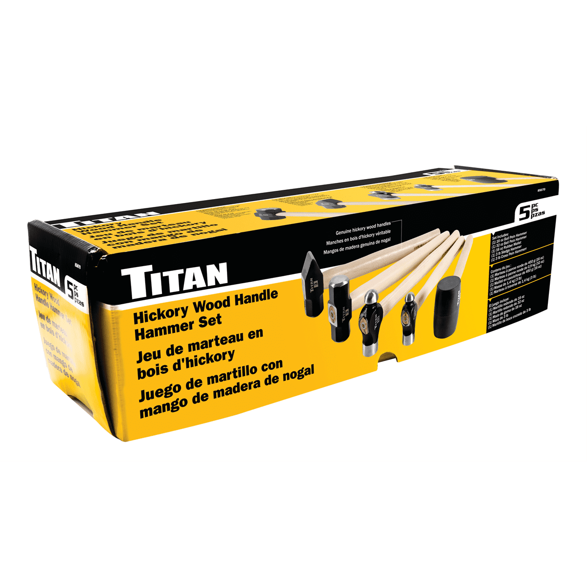 TITAN 5 pc. Hickory Wood Handle Hammer Set