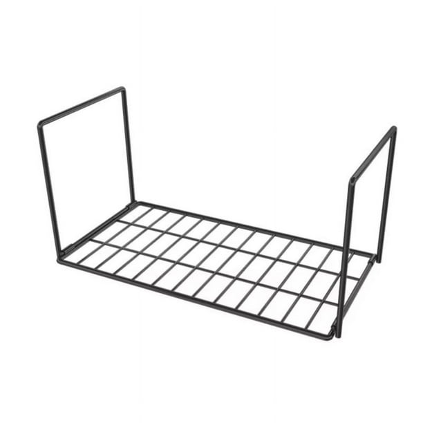 Nvzi Estante de almacenamiento para lavabo de inodoro de 1 pieza, mueble de baño sin perforaciones, estante de almacenamiento de hierro negro montado en la pared