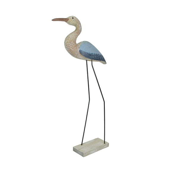 J.D. Yeatts 29 inch Carved Wood Blue Heron Bird Statue Coastal Decor Sculpture Art