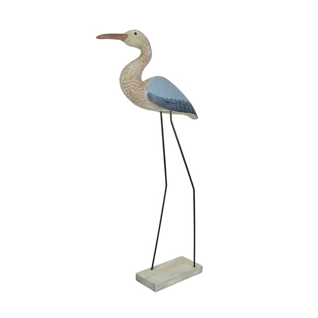 Chesapeake Bay Estatua de pájaro de garza azul de madera tallada a mano de 29 pulgadas, decoración costera para el hogar, arte de escultura Chesapeake Bay 66790