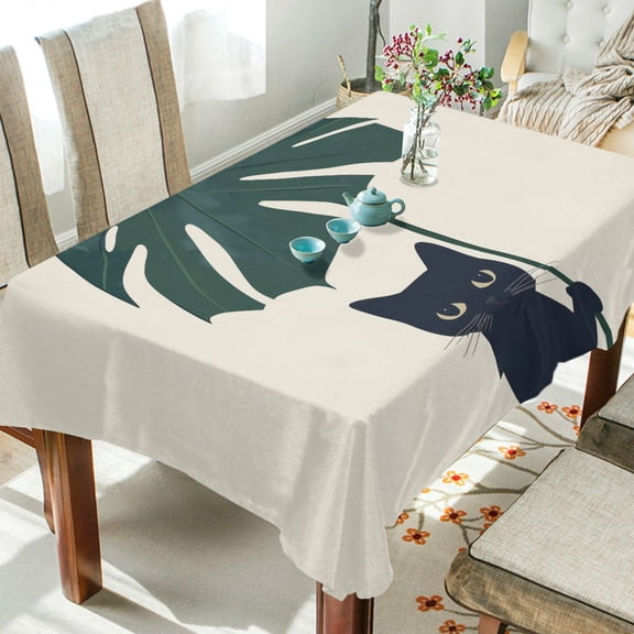 Yayeee Tablecloths 54" x 54" Rectangle Wrinkle Resistant Party Table Cover, Black Cat Plants