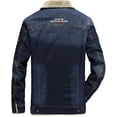 thumbnail image 2 of Chaqueta vaquera desgastada estilo camionero con cuello de piel sintética, estilo hip hop, de corte regular, con forro polar sherpa grueso y desgastado para hombre, 2 of 5