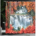 thumbnail image 4 of Ambesonne Landscape Shower Curtain, Botanic Fall Forest, 69"Wx75"L, Orange Red and White, 4 of 5