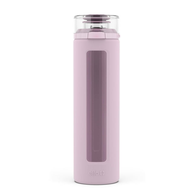 Botella de agua Ello Syndicate, vidrio reutilizable, 600 ml, color rosa cachemir