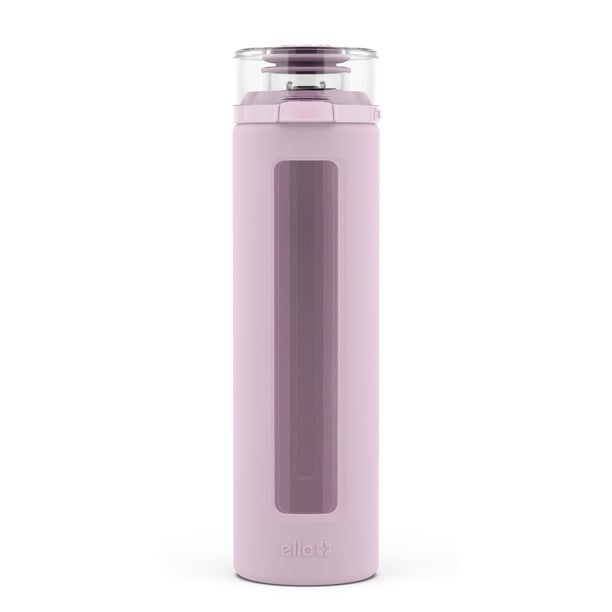 Botella de agua Ello Syndicate, vidrio reutilizable, 600 ml, color rosa cachemir