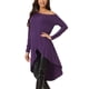 thumbnail image 4 of INSPIRAR CHIC Blusa Casual de Mujer de Un Hombro, Manga Larga, Corte Alto-Bajo, Asimétrica, do Hem Irregular, Color Lila, 4 of 6