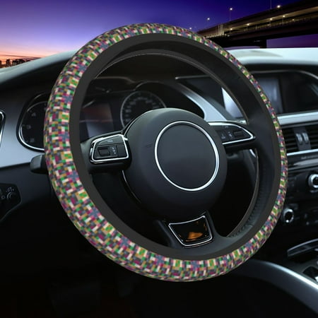 Elastic Steering Wheel Cover Abstract color pattern Stretch Thickening Car Steering Wheel Cover Women Men Steering Wheel Protector Universal 15 in