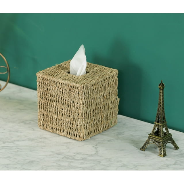 Natural Woven Seagrass Wicker Square Tissue Box Cover Holder