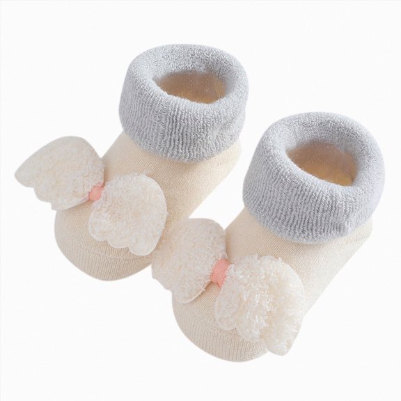 WUANDIXFA Ankle Socks for Toddlers Cute Soft Kids Toddlers Boys Girls Newborn Baby Socks Winter Warm Socks Princess Socks Floor Socks,Beige,12-36 Months