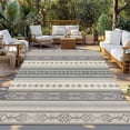 thumbnail image 2 of 4' x 6' Outdoor Rug, Boho Stripes, Outdoor Washable Rug Large Floor Carpet, Beige Geometric Modern Flower Stripe Non Shedding Area Rug for Outside Patio RV Porch Deck Balcony Camping Living Room, 2 of 9
