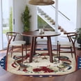 thumbnail image 4 of Happy Independence Day Round Living Room Rugs 8 ft, U. S. Flag Themed Bow Flowers Wreath Retro Washable Large Area Rug with Non-Slip Sturdy Edge Binding Round Carpet for Dining Room Kitchen Office, 4 of 9