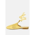thumbnail image 4 of BARTSI Yellow Handwoven Tie Up Flat Mules, 4 of 6