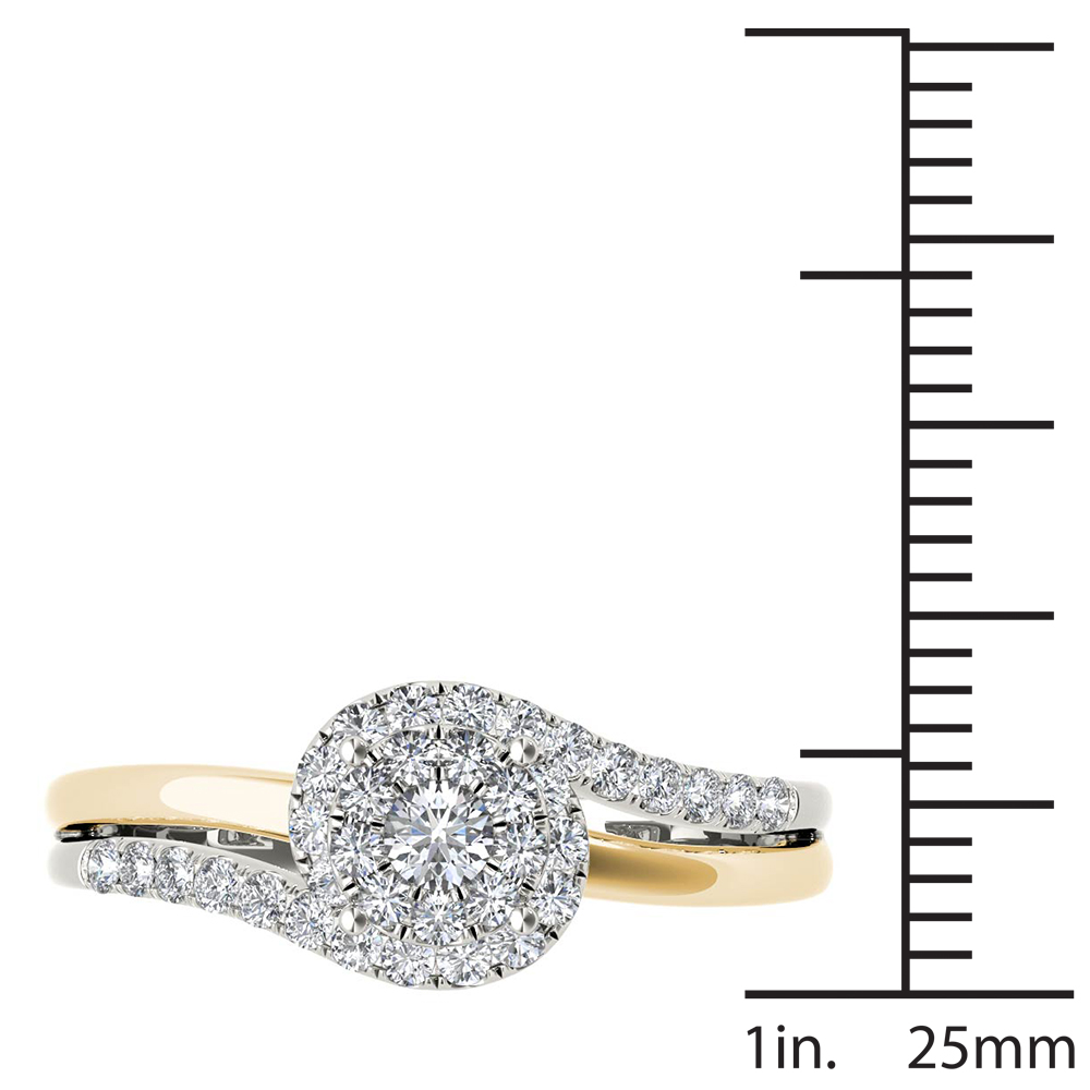 1/2 Carat T.W. Diamond Yellow Two-Tone Cluster Bypass 10kt White Gold Engagement Ring