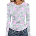 thumbnail image 2 of YanHoo Womens Long Sleeve Printed Shirts Ribbed Knit Soft Stretch Tops Spring Fall Fashion 2026 Crew Neck Going Out Basic Tees Y2k Clothes Hot Pink,XXL, 2 of 7