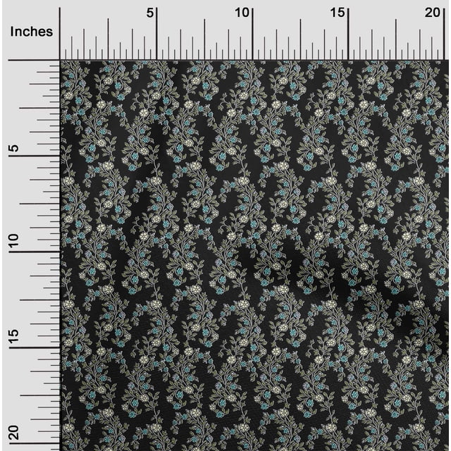 oneOone Viscose Chiffon Fabric Leaves & Floral Block Printed Craft Fabric BTY 42 Inch Wide