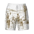 thumbnail image 4 of Lsque Mens Swim Trunks Western Desert Cowboys Pattern - Bathing Suit Compression Liner - Beach Swim Shorts Swimwear - (S-3XL) - Stretch Quick Dry -Large, 4 of 9