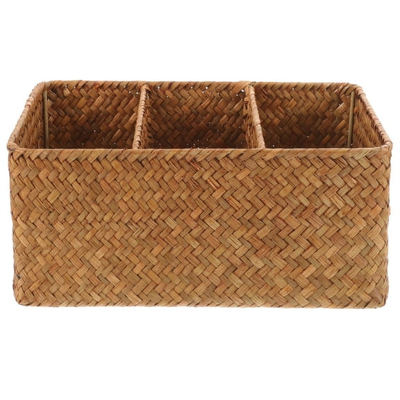 Tineasur 1Set Counter Organizer Chocolate Straw Storage Bin Divided Basket For Bathroom Living Room