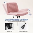 thumbnail image 4 of CELTOSS Criss Cross Legged Home Office Chair, Fabric Armless Swivel Task Computer Chair with Wheels, Wide Seat, Vanity Chair, Comfy Chair, Pink, 4 of 15