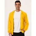 thumbnail image 3 of Sudadera con capucha para hombre, con cremallera completa, manga larga, ligera, sólida, deportiva, con capucha, pequeña, amarilla Unique Bargains Sudadera, 3 of 6