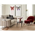 thumbnail image 3 of Pemberly Row Modern Velvet Accent Chair and Ottoman Set Merlot Red, 3 of 13