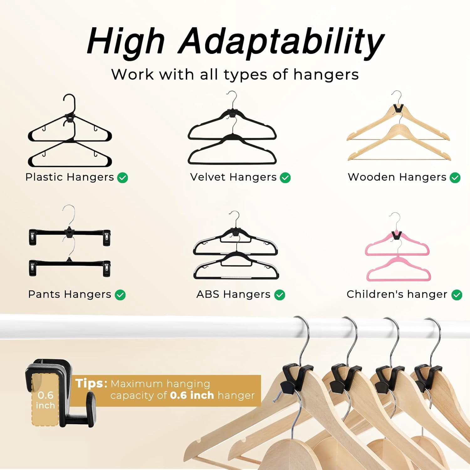 Space Saving Hanger Hooks 60 Pack, White Clothes Hanger Connector Hooks, Heavy Duty Hangers Hook Space Saver, Sturdy Hanger Connector Hook, Premium Cascading Hangers for Closet