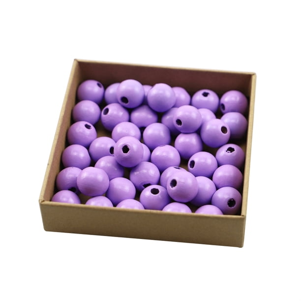 Kearding Kit de cuentas de con agujeros, manualidades, fabricación de joyas, dijes, juego de cuentas de 16mm, colores, bola Kits de decoración para fiestas Violeta