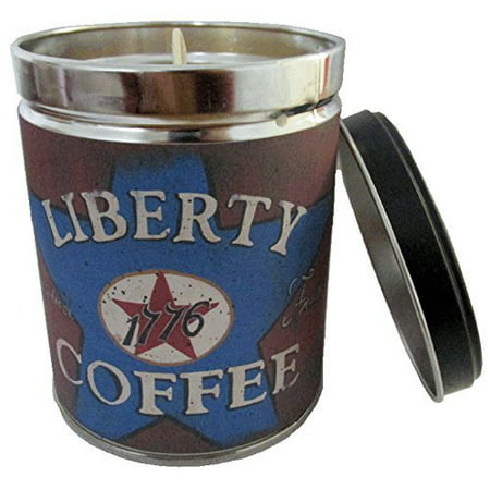 Caramel Pecan Scented Candle in 13 Ounce Tin with Vintage Liberty Coffee Label By Our Own Candle