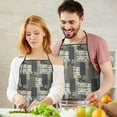 thumbnail image 5 of Brown Checkered Geometric and Floral Apron-Garden Aprons for Women with Pockets-Cotton Linen Waterproof Kitchen Cooking Gardening Aprons Adjustable for Kitchen,Cooking,BBQ and Salon 33x27 Inch, 5 of 7