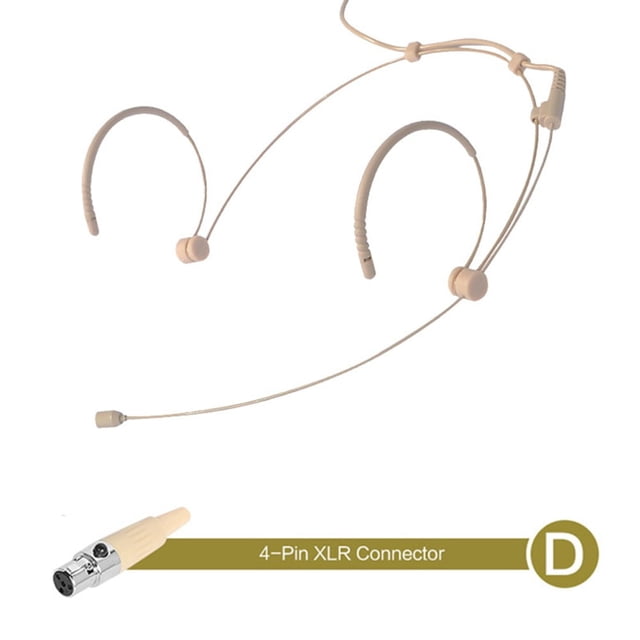 GLFILL Adjustable Beige Double Earhook Headset Mic Headworn Microphone 3 Pin 4 Pin XLR For Shure Wireless Microphone With Cover D
