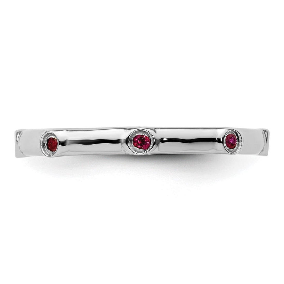 925 Sterling Silver Bezel Polished Stackable Created Ruby Ring Size 5 Stackable Ring for Women