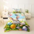 thumbnail image 2 of Erosebridal Cartoon Rabbit Colorful Eggs Twin Bedding For Kids,Easter Festival Duvet Cover Set For Boys Girls,2pcs,No Comforter,Pink Reversible, 2 of 6
