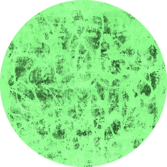Ahgly Company Indoor Round Abstract Emerald Green Modern Area Rugs, 6' Round