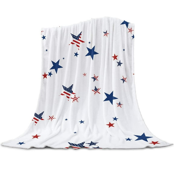 TOPRenddon Independence Day Flannel Blanket - 70x100cm Patriotic Outdoor/Indoor Throw for Camping, Travel & Sofa Use (Red/White/Blue)